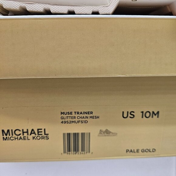 Michael Kors Womens Muse Glitter Gold Mesh Trainer Sneakers 10M - Picture 14 of 14